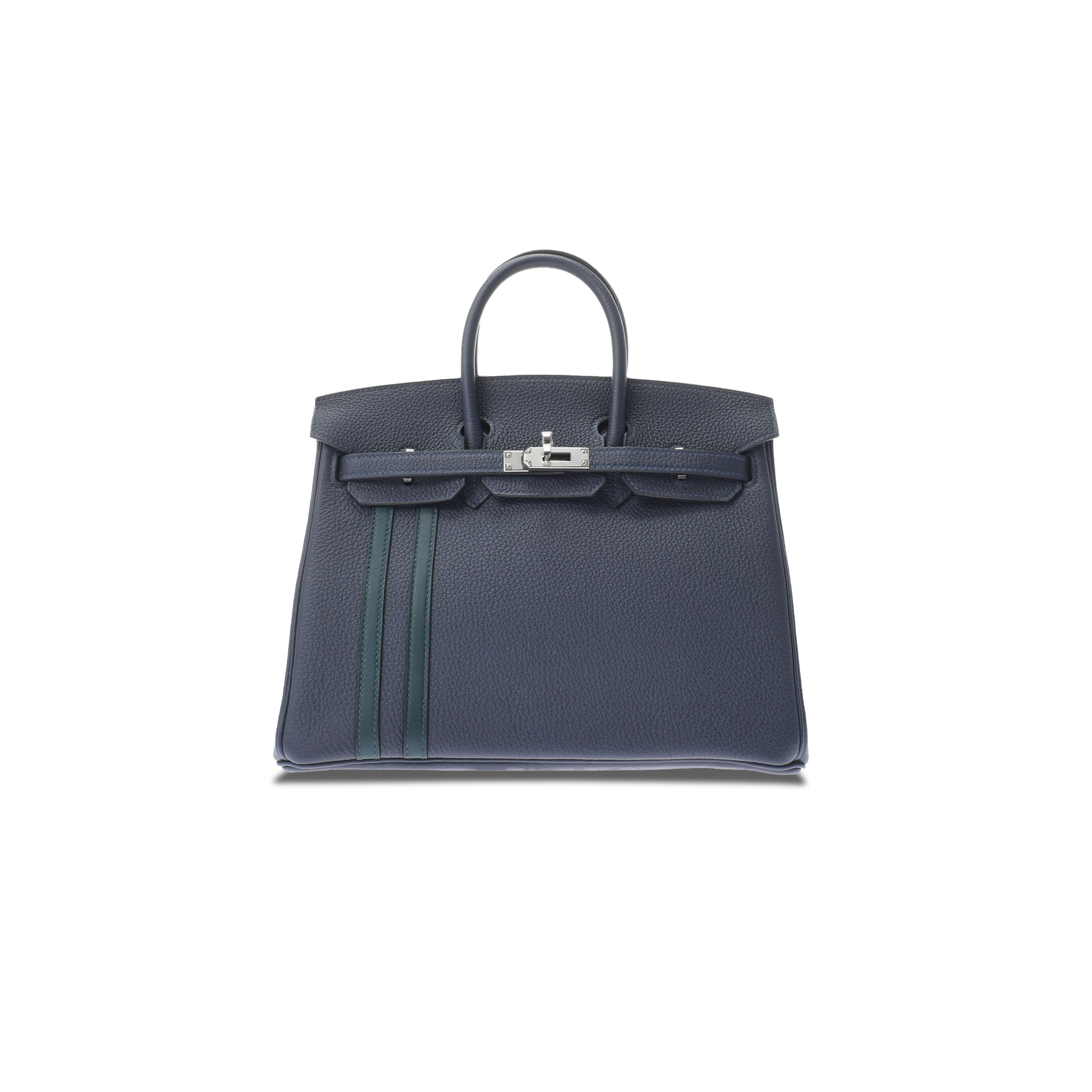 H**mes birkin 25 togo leather sapphire blue and peacock green silver buckle 476967 (25*20*13cm)